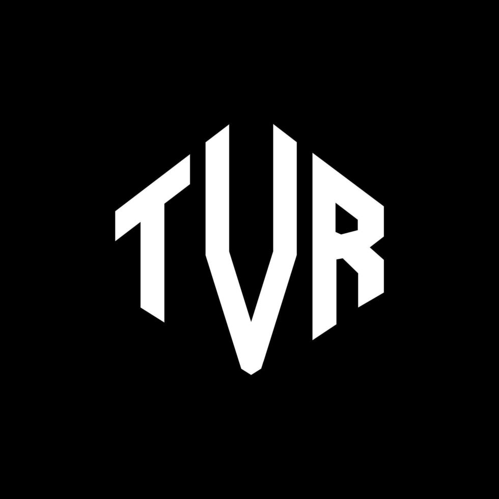 tvr brev logotyp design med polygon form. tvr polygon och kubform logotypdesign. tvr hexagon vektor logotyp mall vita och svarta färger. tvr-monogram, affärs- och fastighetslogotyp.