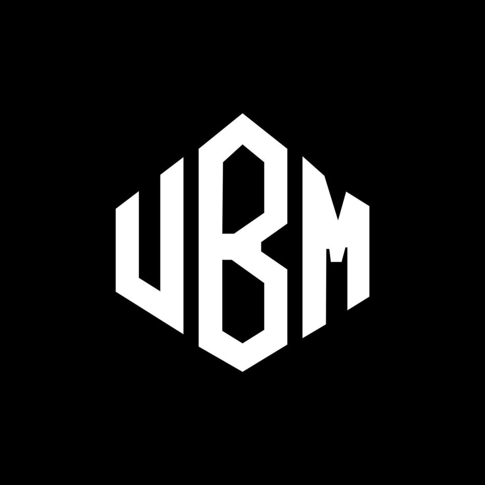 ubm brev logotyp design med polygon form. ubm polygon och kubform logotypdesign. ubm hexagon vektor logotyp mall vita och svarta färger. ubm monogram, affärs- och fastighetslogotyp.