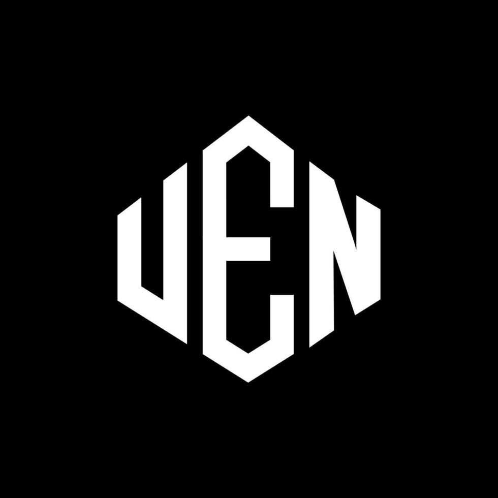 uen-Buchstaben-Logo-Design mit Polygonform. uen Logo-Design in Polygon- und Würfelform. uen Sechseck-Vektor-Logo-Vorlage in weißen und schwarzen Farben. uen-monogramm, geschäfts- und immobilienlogo. vektor