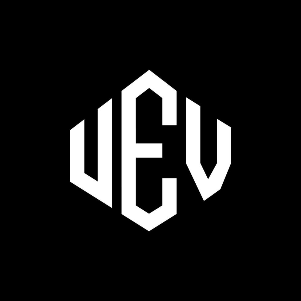 UEV-Brief-Logo-Design mit Polygonform. UEV Polygon- und Würfelform-Logo-Design. uev Sechseck-Vektor-Logo-Vorlage in weißen und schwarzen Farben. uev-monogramm, geschäfts- und immobilienlogo. vektor