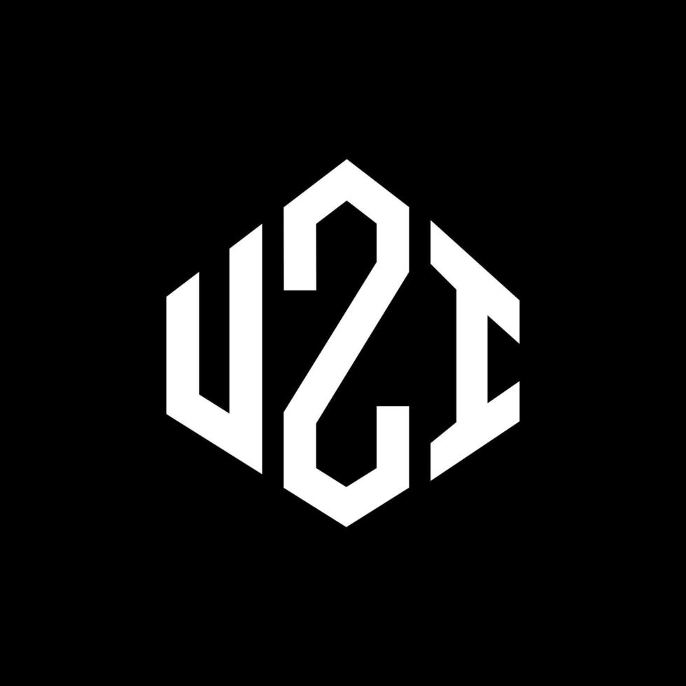 Uzi-Brief-Logo-Design mit Polygonform. Uzi Polygon- und Würfelform-Logo-Design. Uzi Sechseck-Vektor-Logo-Vorlage in weißen und schwarzen Farben. Uzi-Monogramm, Geschäfts- und Immobilienlogo. vektor