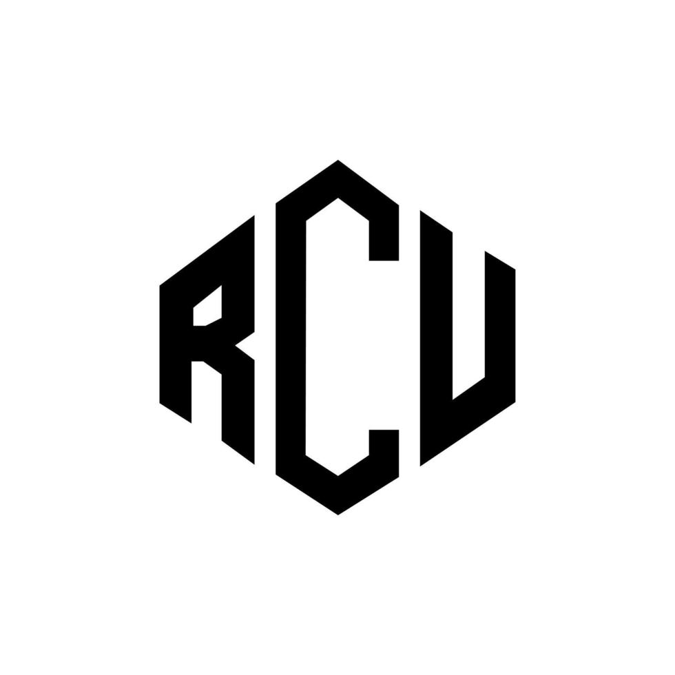 rcu bokstavslogotypdesign med polygonform. rcu polygon och kubform logotypdesign. rcu hexagon vektor logotyp mall vita och svarta färger. rcu monogram, affärs- och fastighetslogotyp.