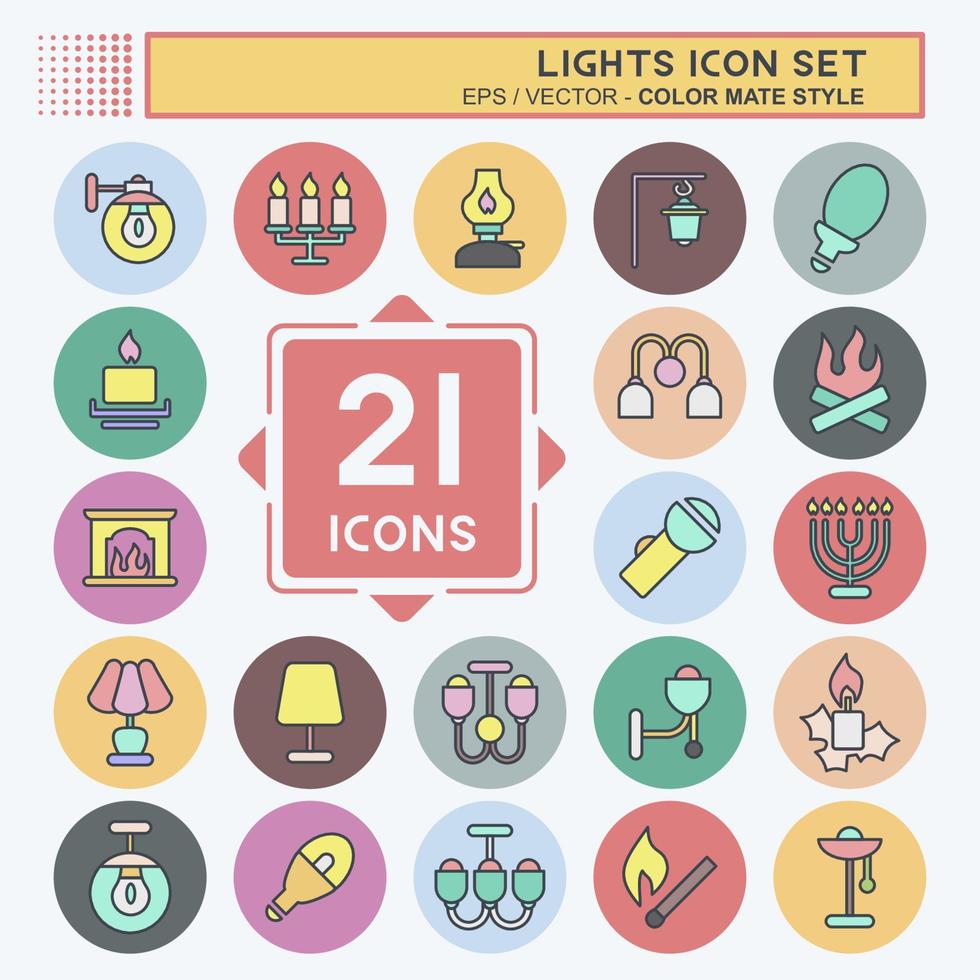 Icon-Set Lichter. geeignet für Haussymbol. Farbe Mate-Stil. einfaches Design editierbar. Design-Vorlagenvektor. einfache Abbildung vektor