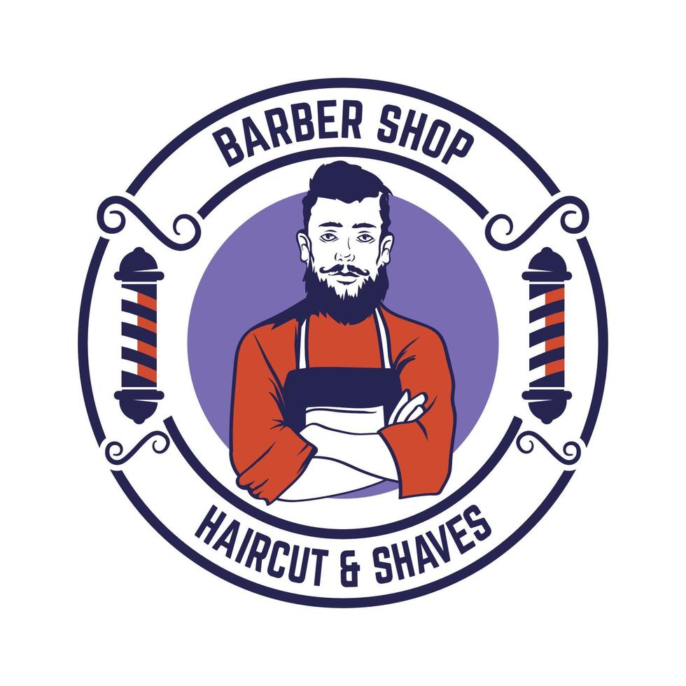 Retro-Vintage-Friseurladen-Logo-Abzeichen vektor