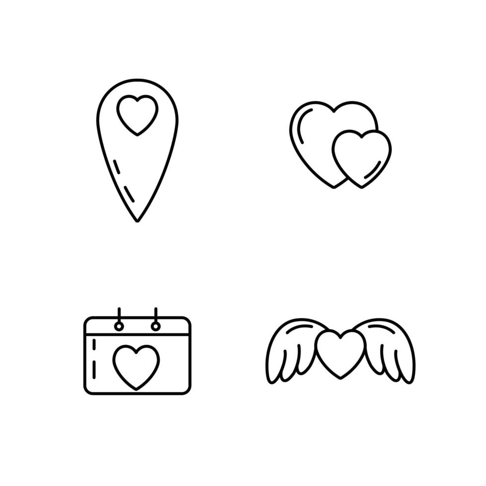 Symbol für die Sammlung von Hochzeitslinien, Symboldesign für Hochzeitszeichen, einschließlich Kuchen, Brautliebe und Einladung vektor