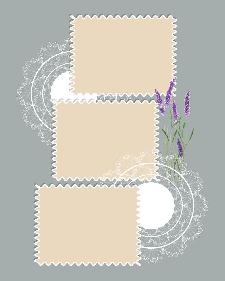 fotobok collage ram, spets, lavendel vektor
