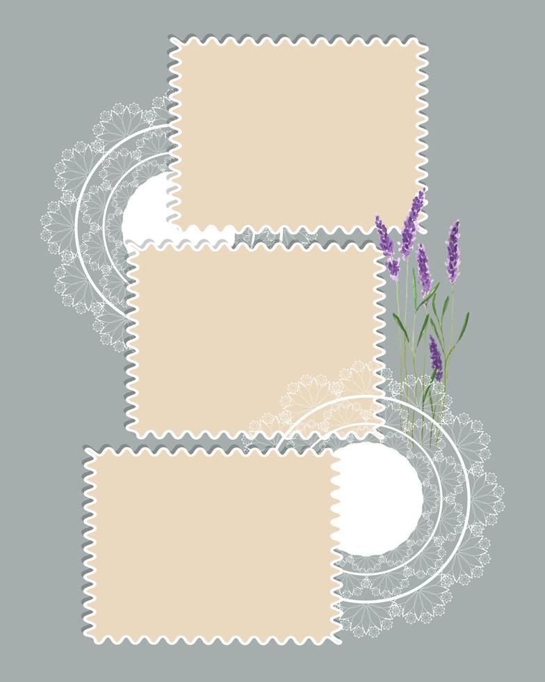 Fotobuch-Collagenrahmen, Spitze, Lavendel vektor