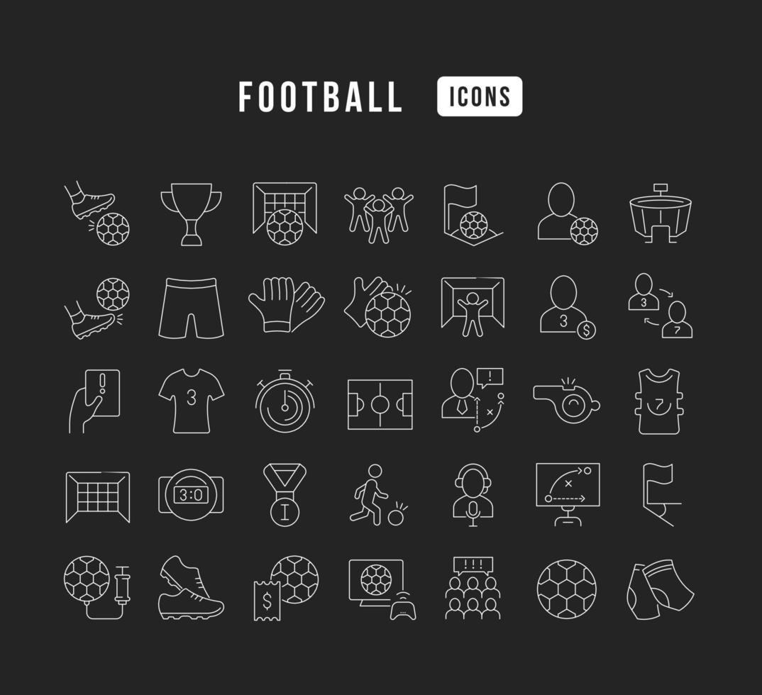 uppsättning linjära ikoner för fotboll vektor