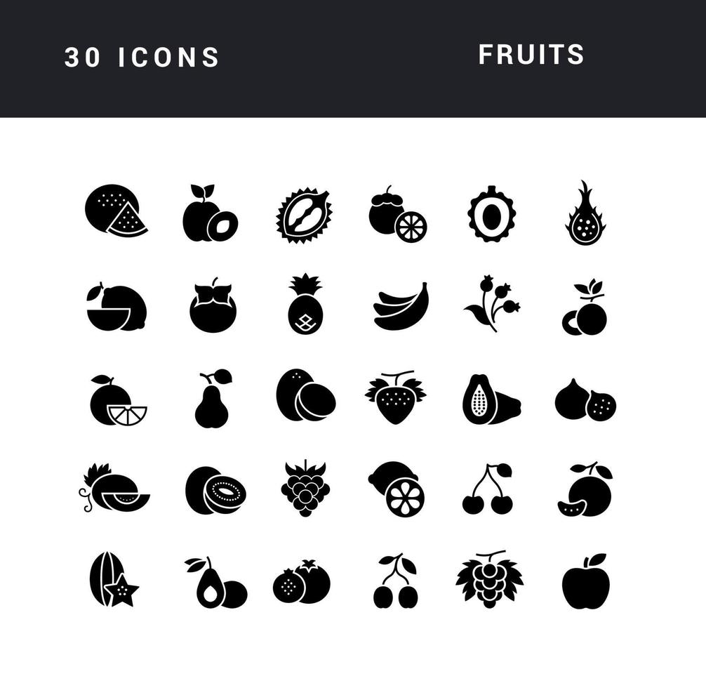 satz einfacher ikonen von früchten vektor