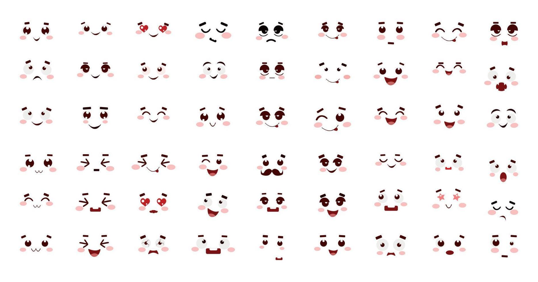 Reihe von niedlichen Emoticons vektor