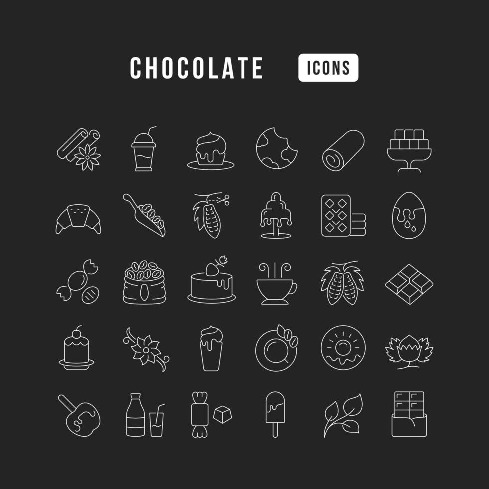 uppsättning linjära ikoner av choklad vektor
