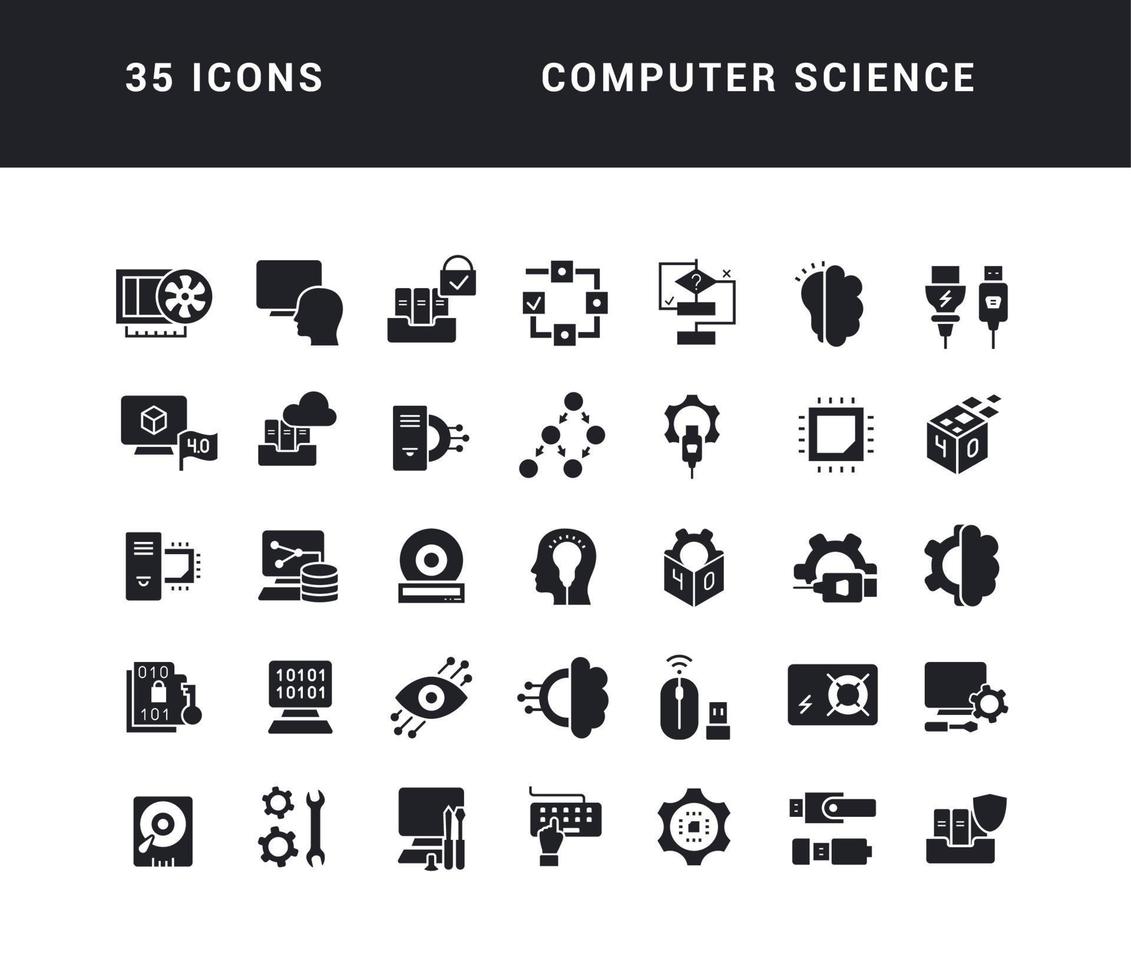 uppsättning enkla ikoner för datavetenskap vektor