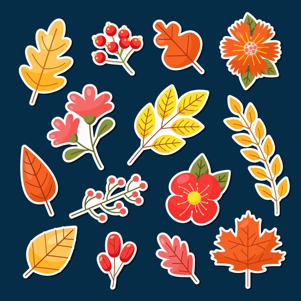 Sammlung von Blumenaufklebern für den Herbst vektor