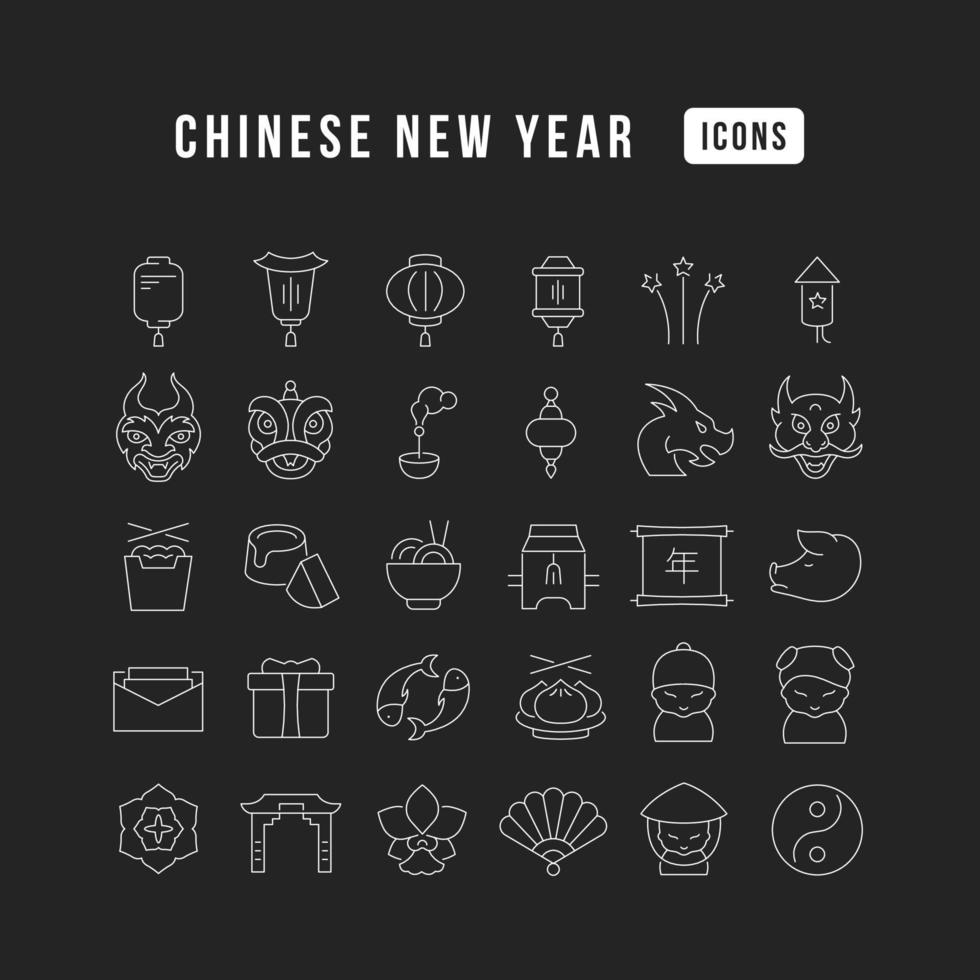 Vektorlinie Ikonen des chinesischen neuen Jahres vektor