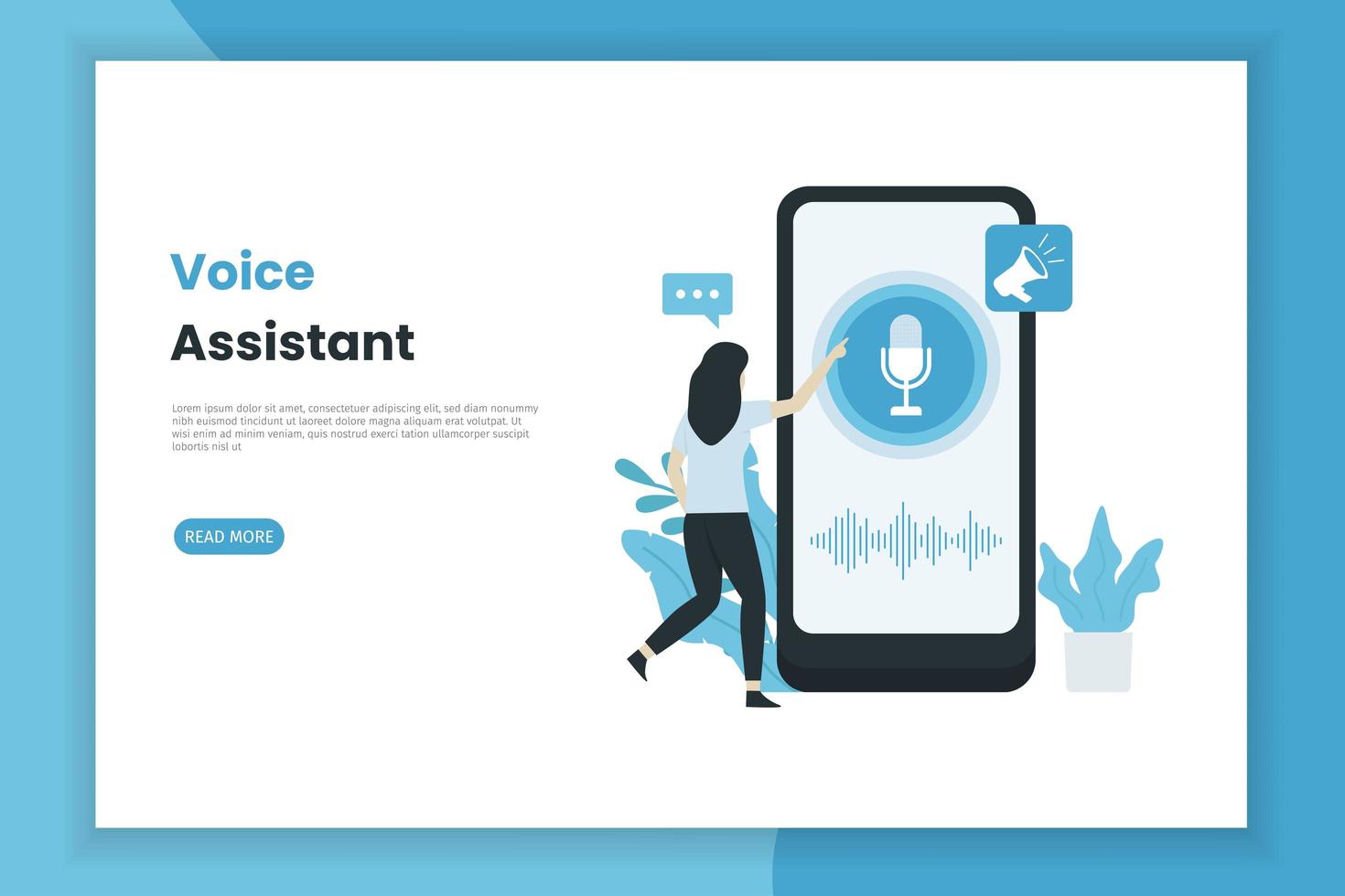 Sprachassistent Bildschirm Landingpage Vorlage vektor