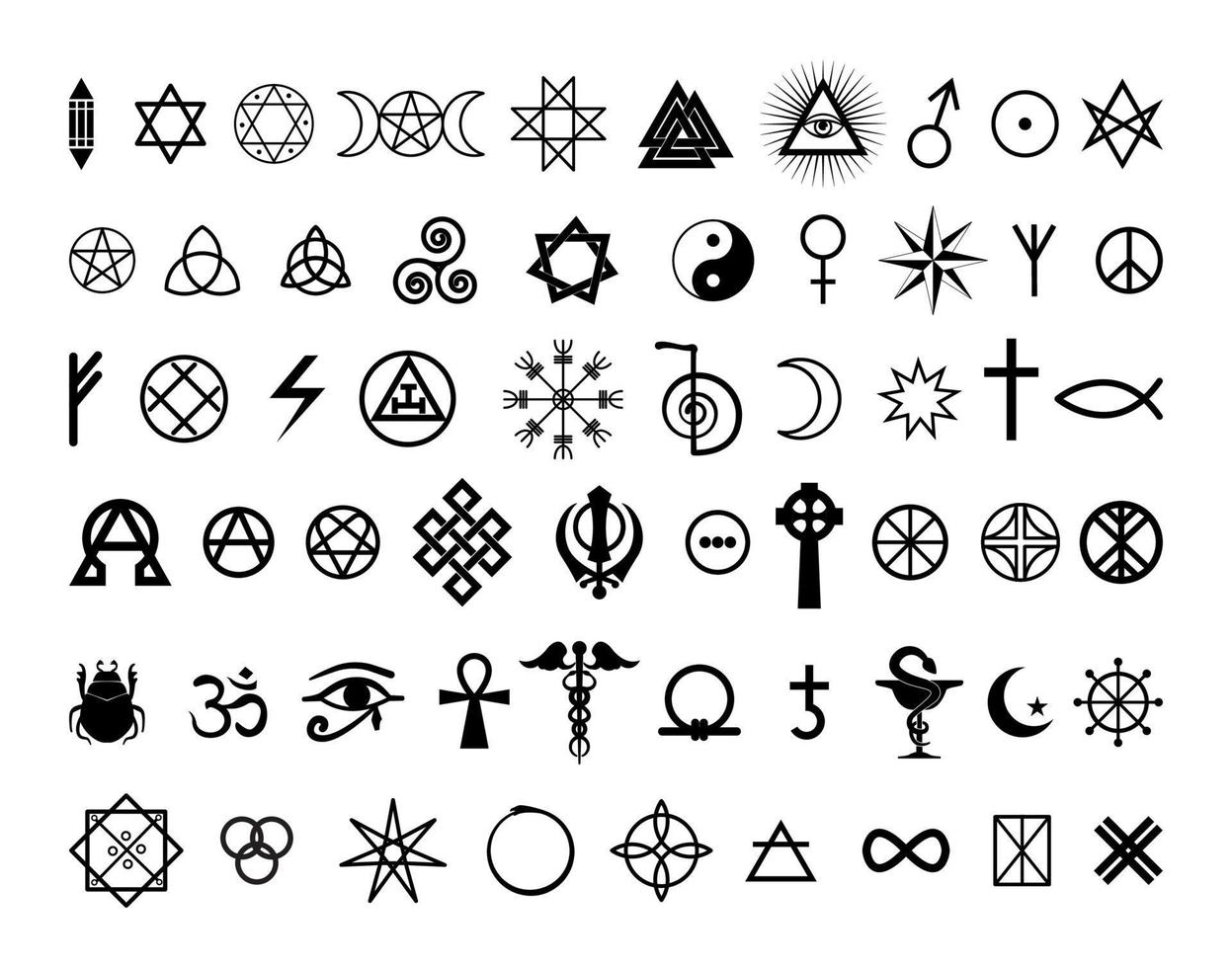 Reihe von esoterischen und okkulten Symbolen vektor