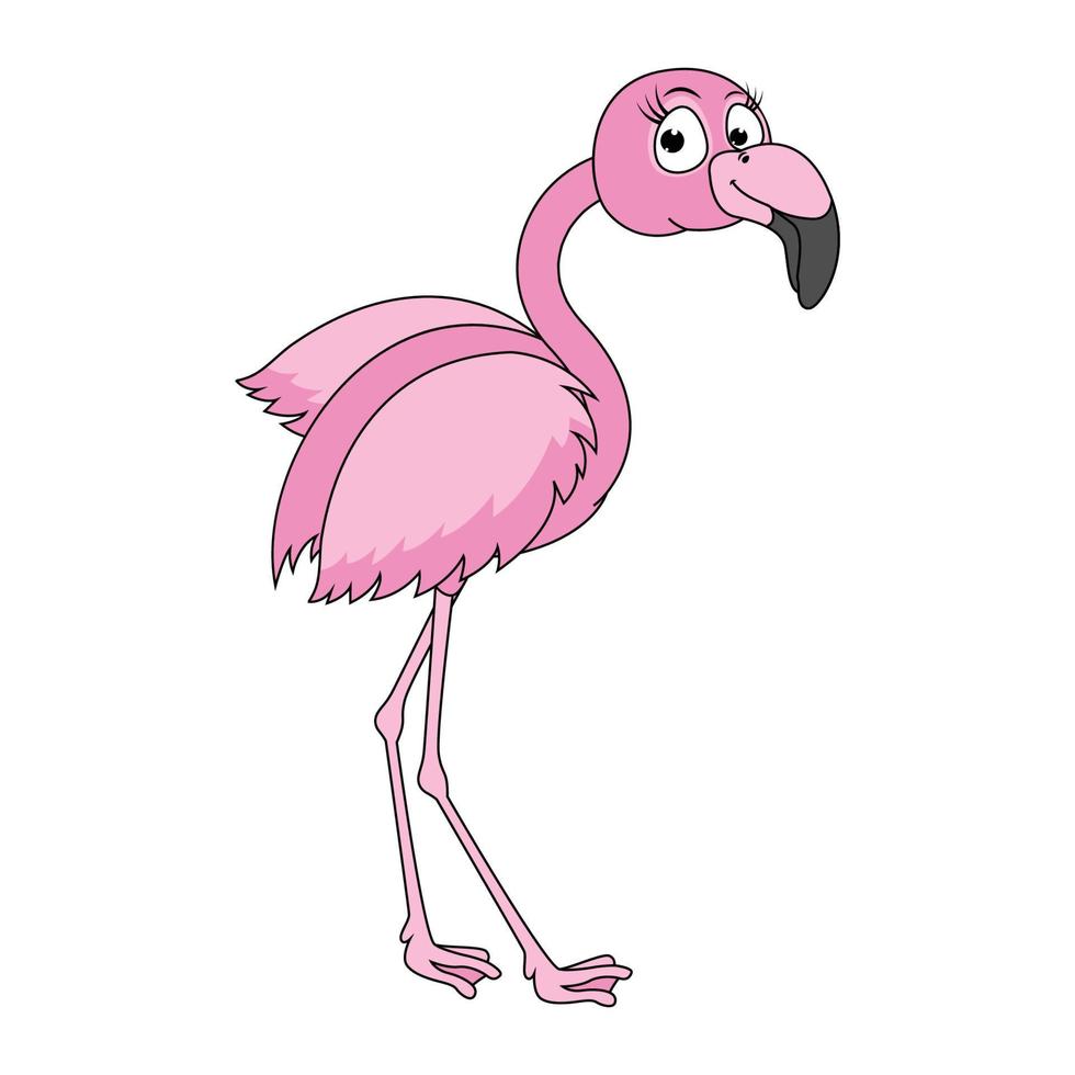 söt flamingo fågel tecknad grafik vektor