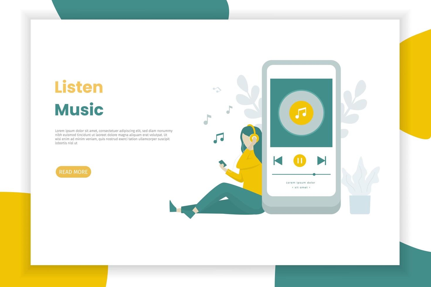 online-musik målsidamall vektor