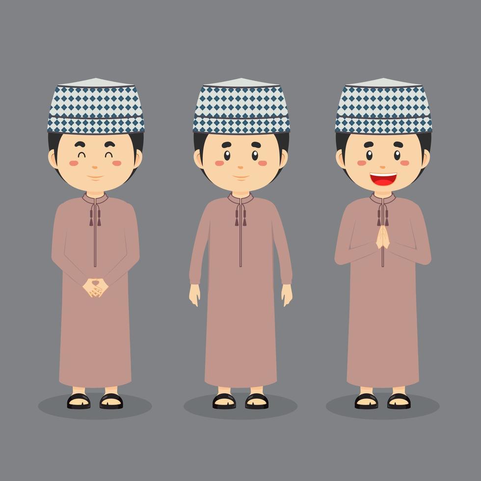 Oman-Charakter mit verschiedenen Ausdrucksformen vektor