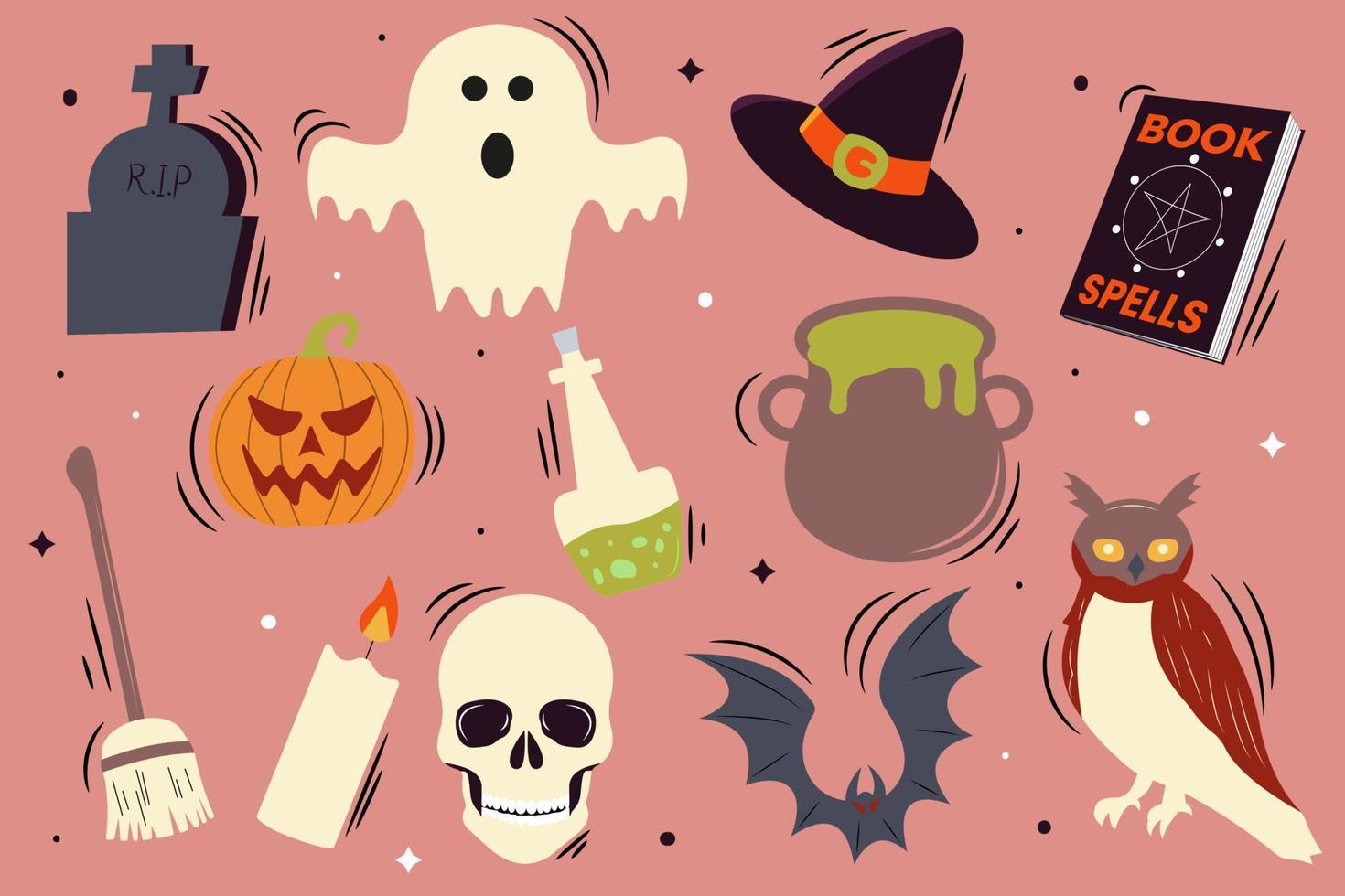 illustrationssatz für halloween-elemente vektor