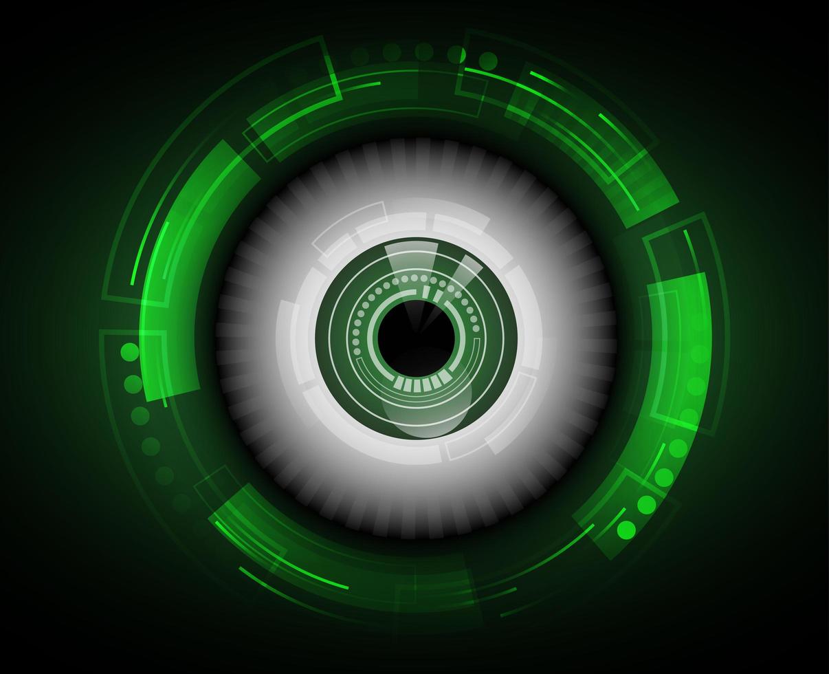grönt futuristiskt öga för säkerhet vektor