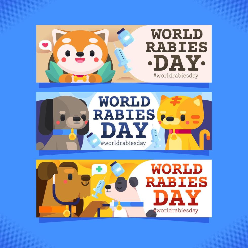 söta husdjur och World rabies day banner vektor