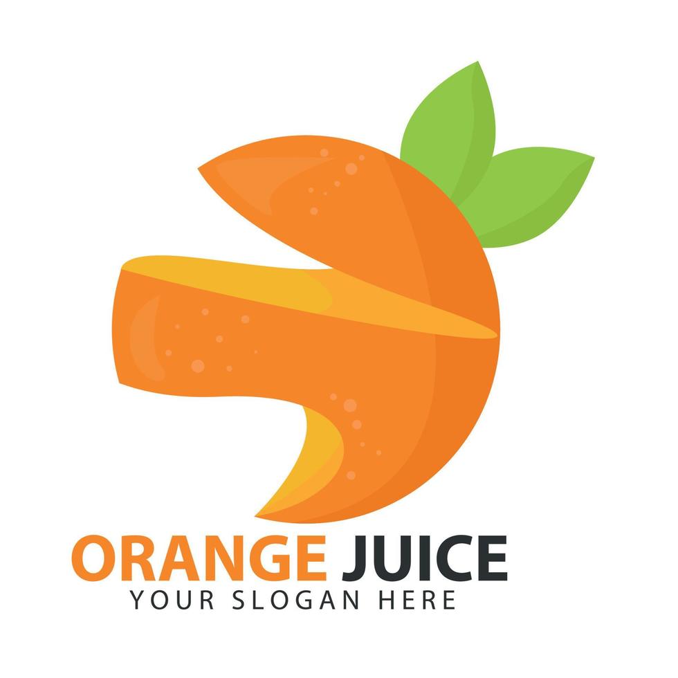 färsk hackad apelsin logotyp. apelsinjuice logotyp med din slogan vektor