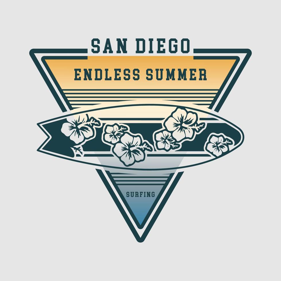 surfa san diego beach design vektorillustration för t-shirt vektor