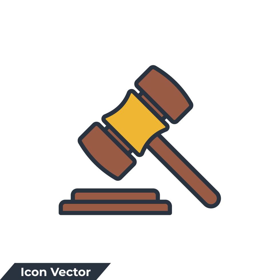 kassaapparat ikon logotyp vektorillustration. domare klubban symbol mall för grafisk och webbdesign samling vektor
