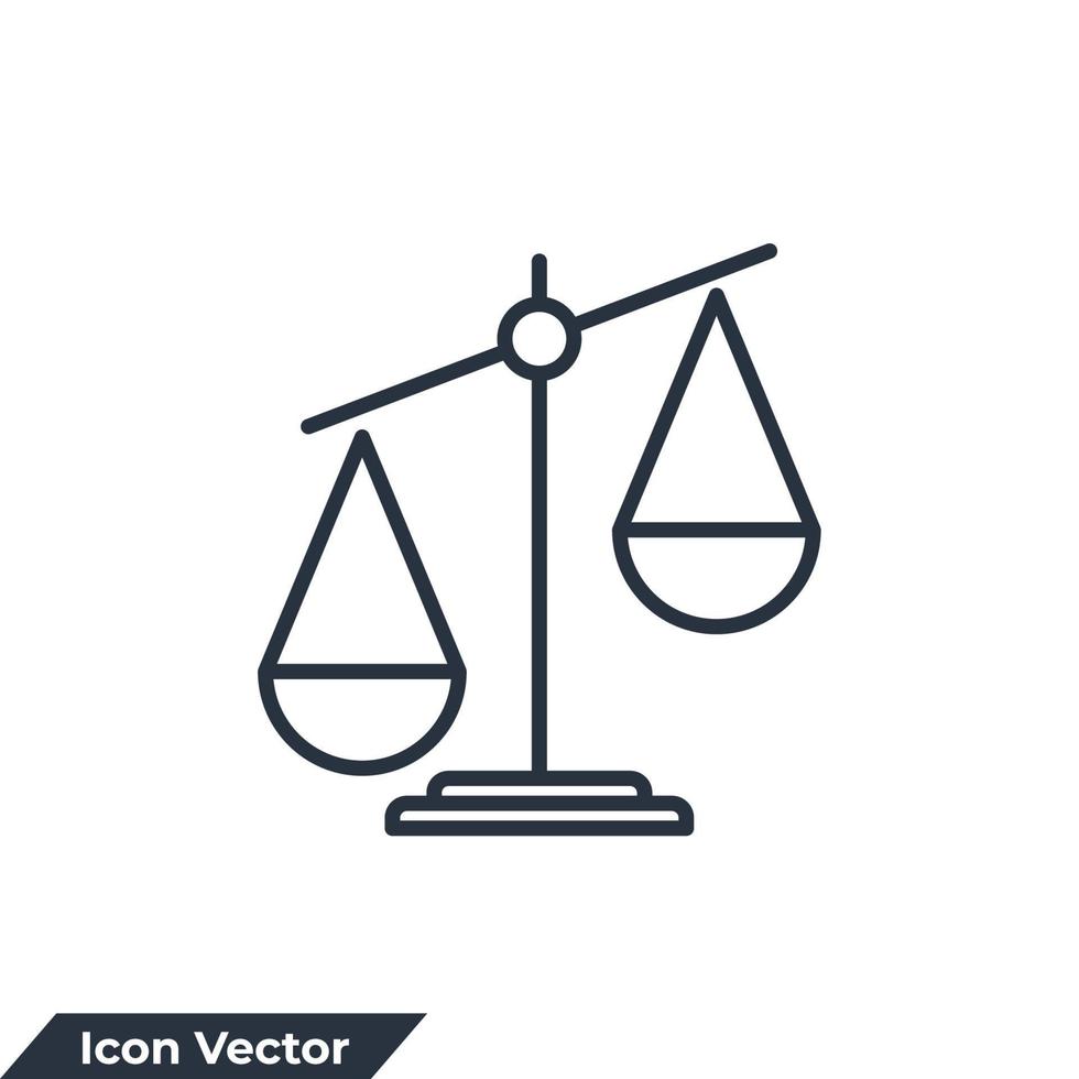 Gerechtigkeit skaliert Symbol Logo Vektor Illustration. Beurteilungsskalen-Symbolvorlage für Grafik- und Webdesign-Sammlung
