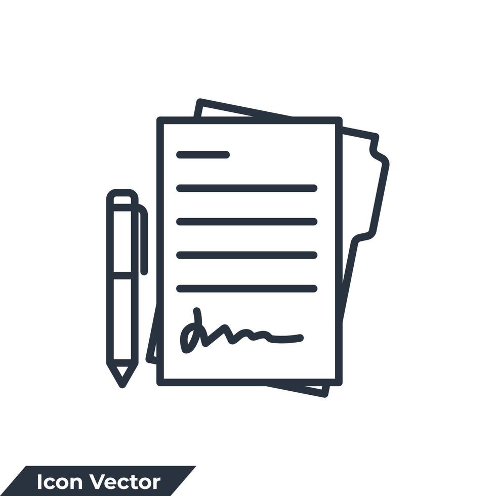 Vertrag-Symbol-Logo-Vektor-Illustration. Dokumentsymbolvorlage für Grafik- und Webdesign-Sammlung vektor