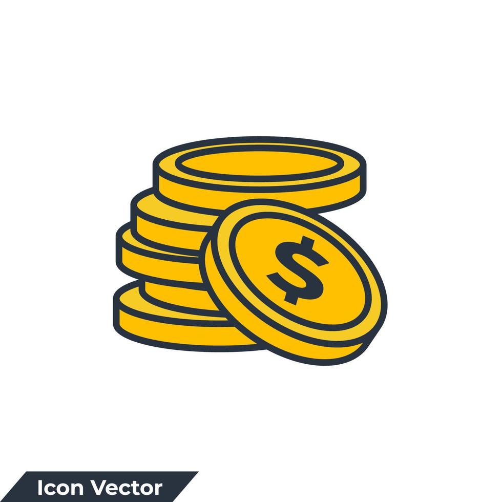 mynt ikon logotyp vektor illustration. pengar staplade mynt symbol mall för grafik och webbdesign samling