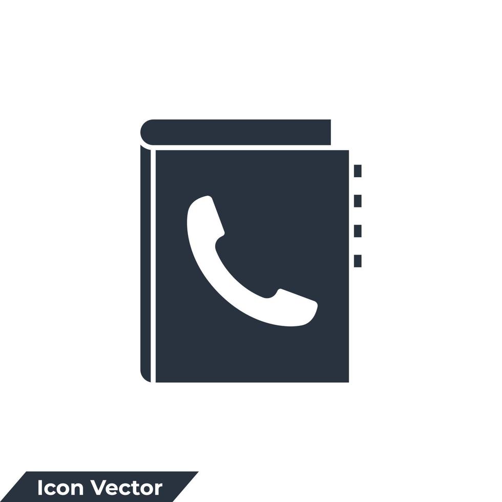 kontakt ikon logotyp vektorillustration. telefon i bok symbol mall för grafik och webbdesign samling vektor