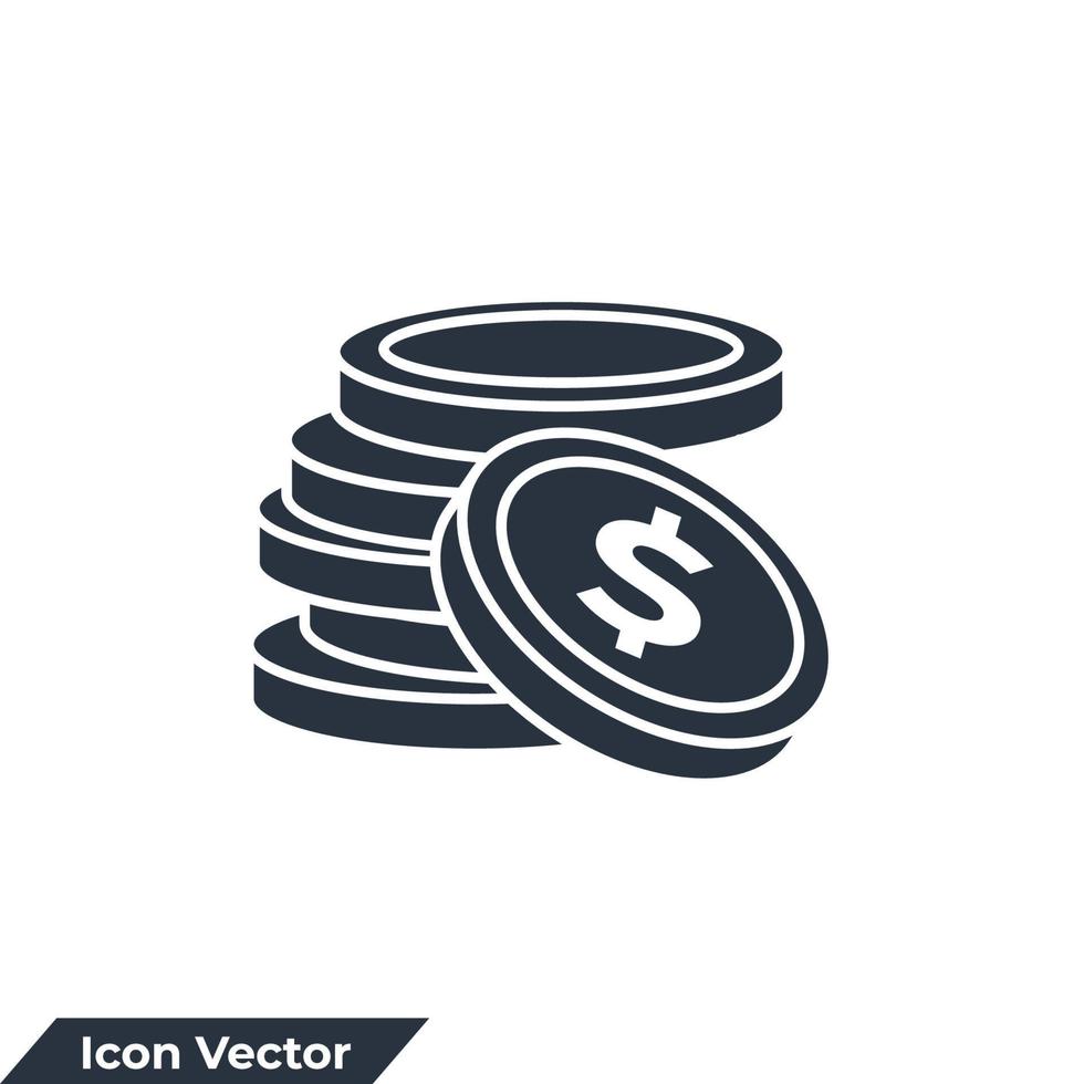 Münzen-Symbol-Logo-Vektor-Illustration. Geld gestapelte Münzen Symbolvorlage für Grafik- und Webdesign-Sammlung vektor