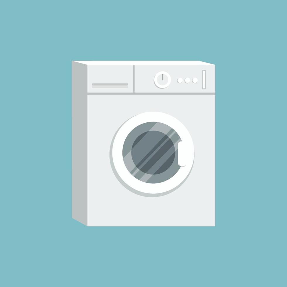 hem tvätt. tvättmaskin isolerad på blå bakgrund. platt illustration vektor