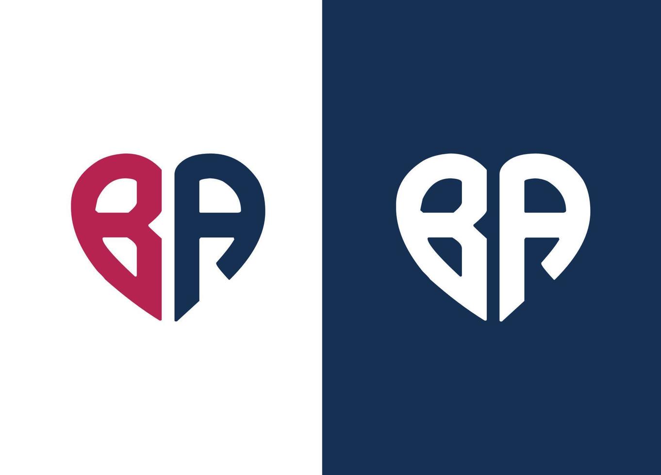 monogram ba hjärta stil logotyp design vektor mall