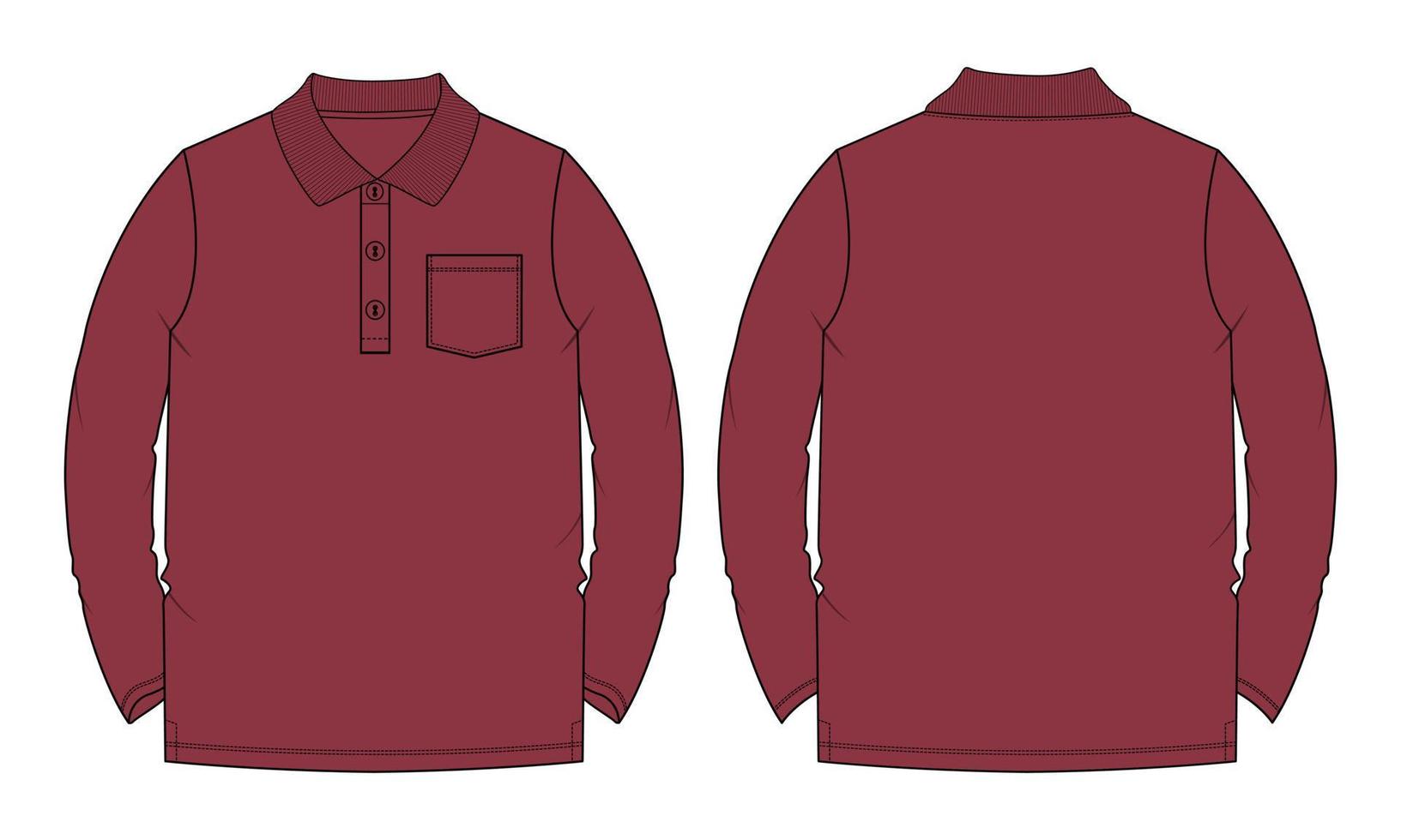 Langarm-Poloshirt-Vektor-Illustrationsvorlage vektor