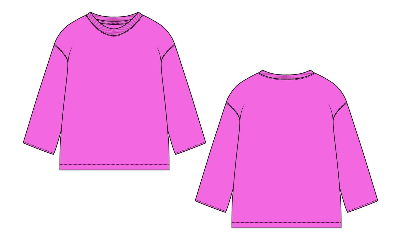 Baumwollvlies Jersey Langarm-Sweatshirt Mode flache Skizze Vektor Illustration Vorlage