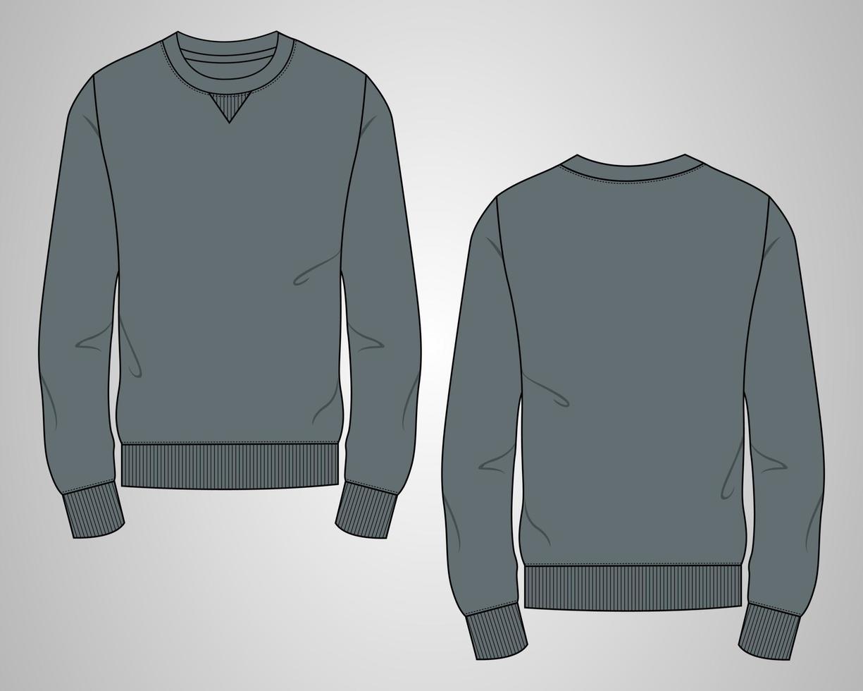 Langarm-Sweatshirt technische Mode flache Skizze Vektor Illustration Vorlage