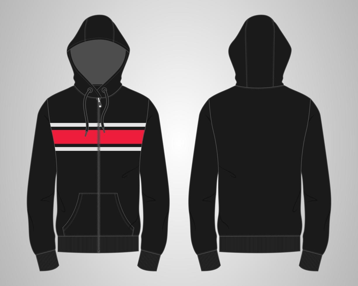 langarm hoodie technische mode flache skizze vektor illustration vorlage