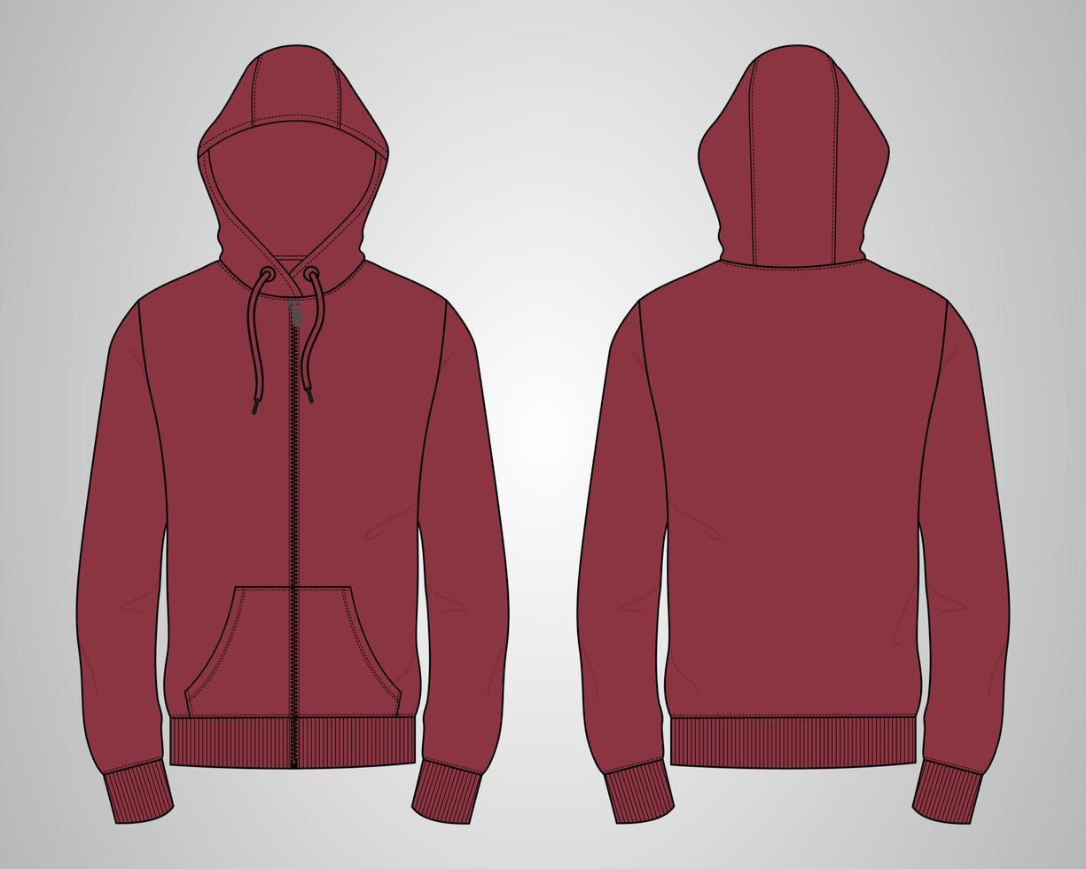 langarm hoodie technische mode flache skizze vektor illustration vorlage