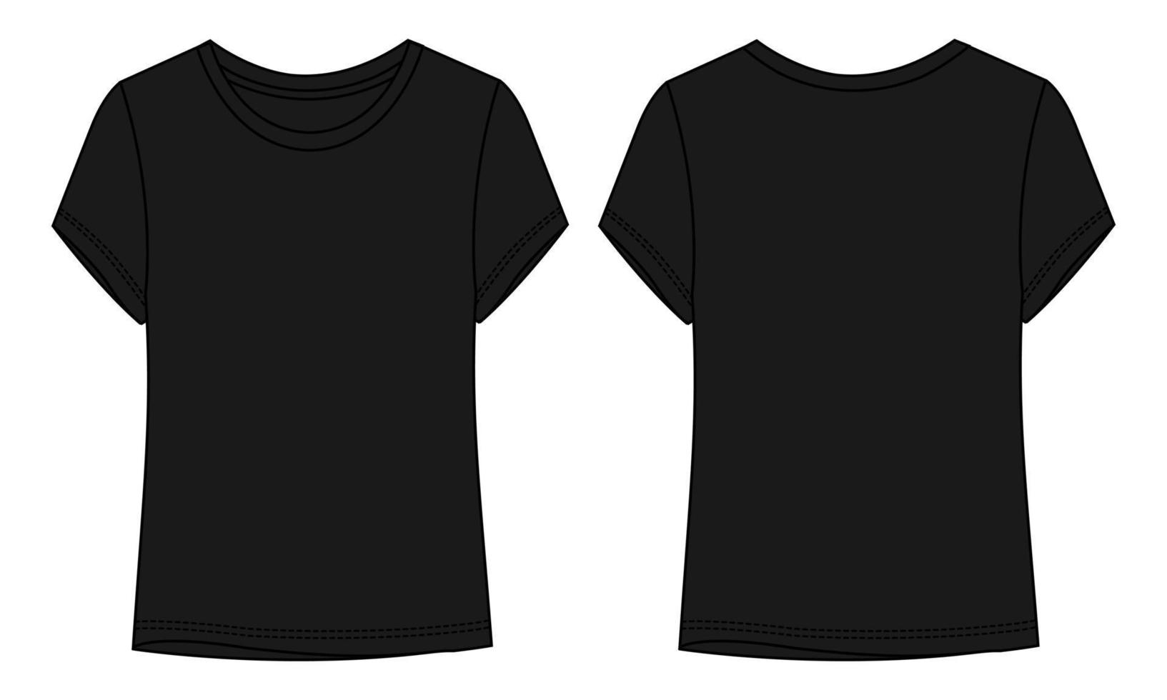 kurzärmliges t-shirt tops technische mode flache vektorillustrationsvorlage für damen vektor