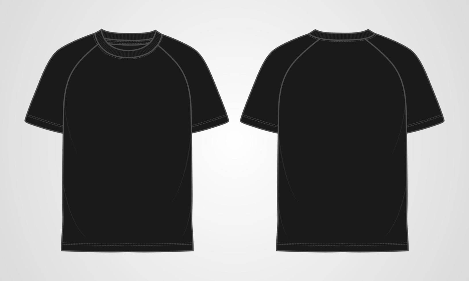 kortärmad raglan t-shirt teknisk mode platt skiss vektor illustration mall