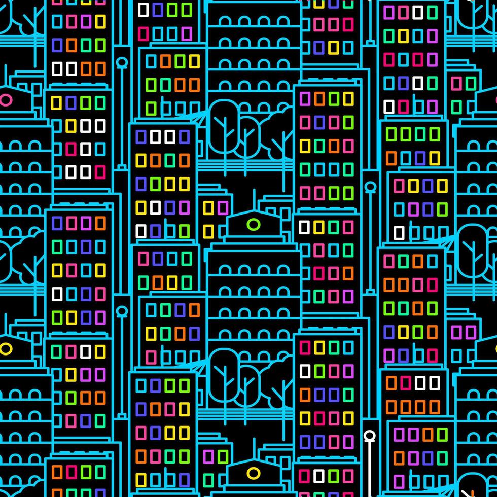 neon city konstruktion sömlösa mönster vektor