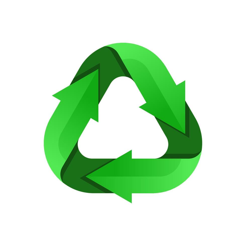 grön återvinningslogotyp. återvinning ikon. återvunnen eko vektor. återvinna pilar ekologi symbol. återvunnen cykel pil. miljösymbol. v vektor