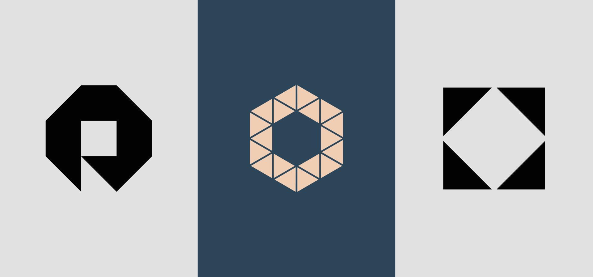 anfängliches quadratisches Monogramm-O-Logo-Design-Bündel. vektor