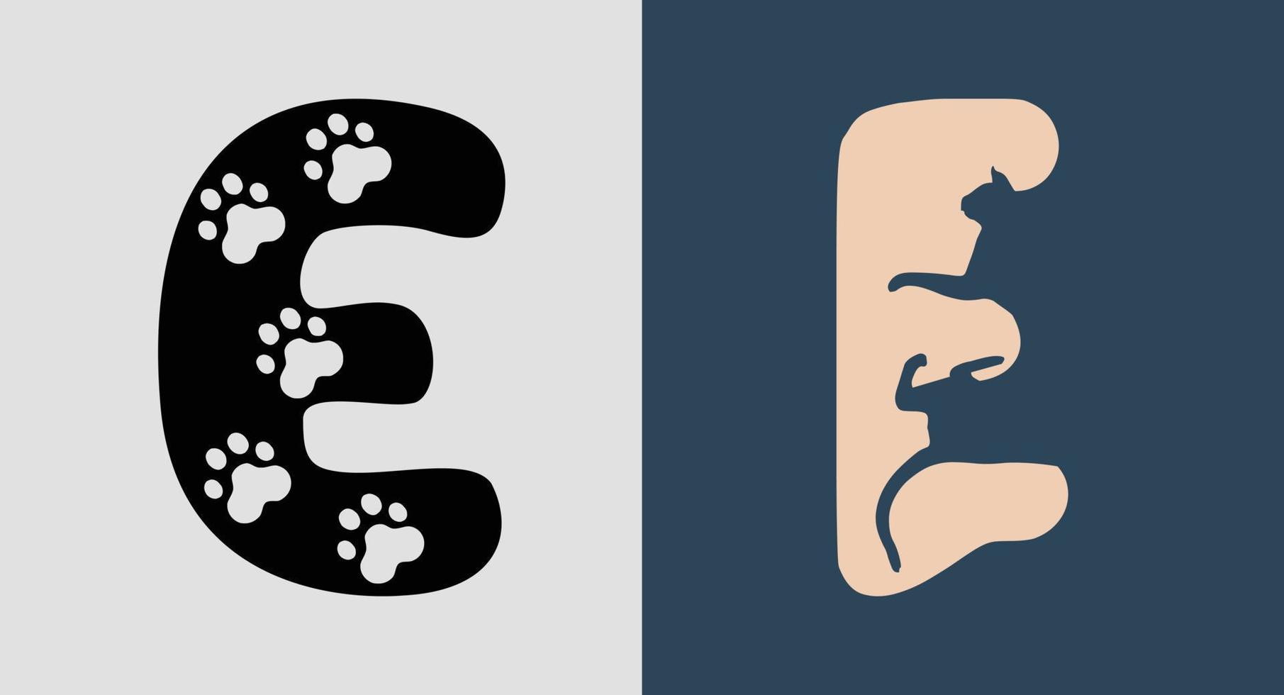 initiala bokstäver e cat logo design bunt. vektor