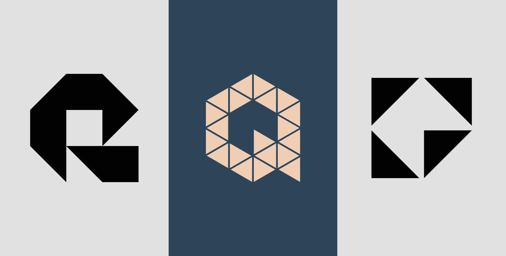 inledande fyrkantigt monogram q logotyp design bunt. vektor