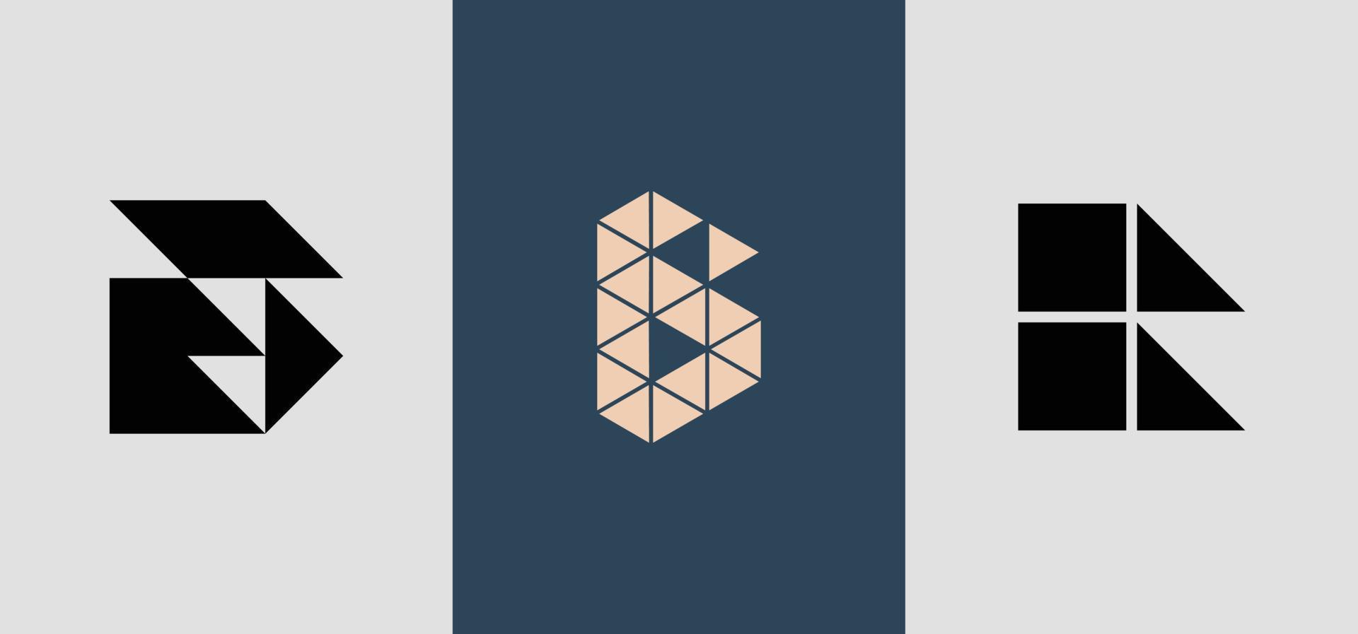första fyrkantiga monogram b logotyp design bunt. vektor