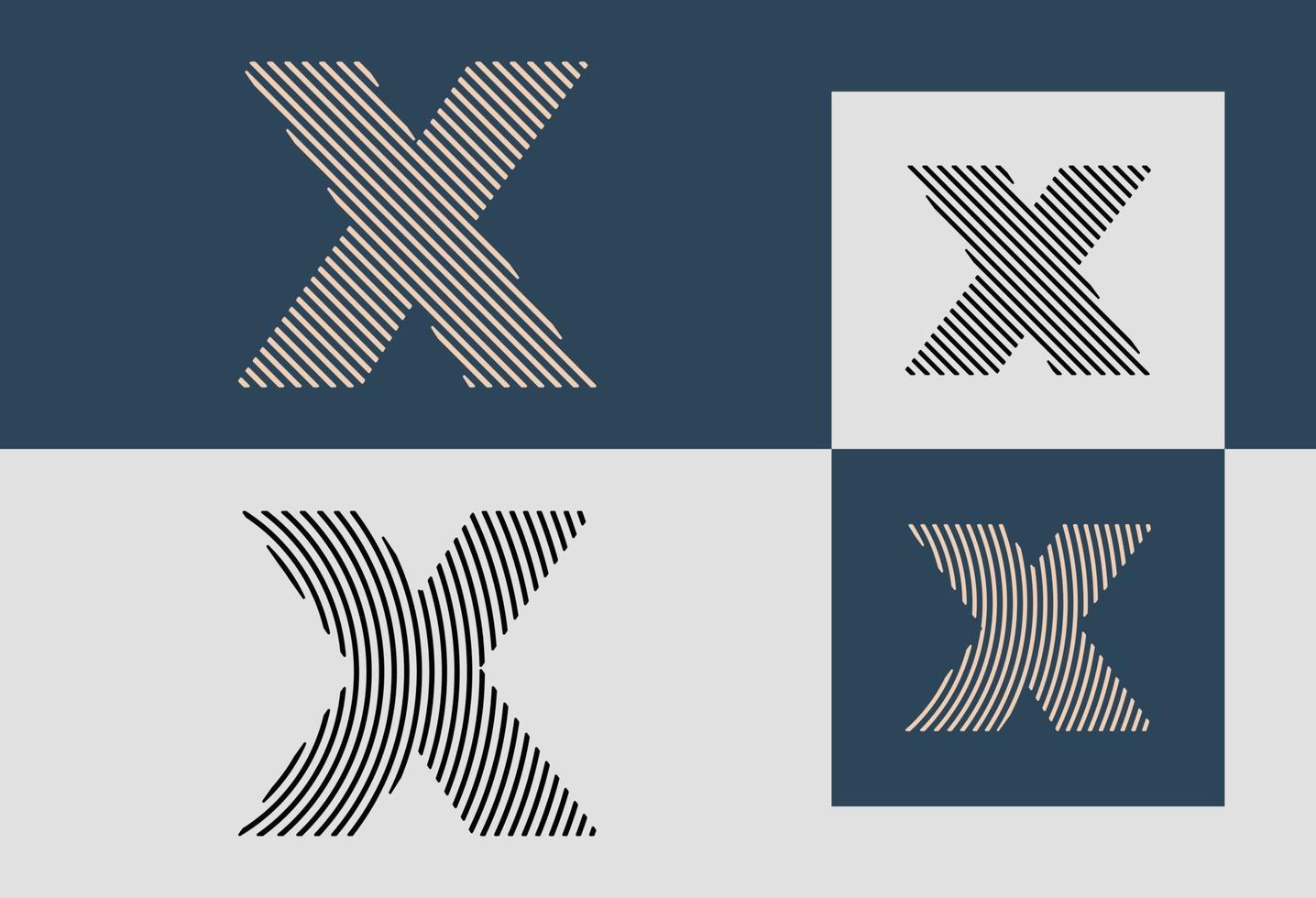 kreativa första rad bokstäver x logotyp design bunt. vektor